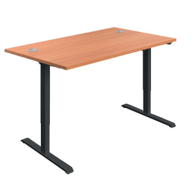 Jemini Economy Single Motor Sit Stand Desk 1400mm x 800mm x 705 1220mm Beech Black 831694 F