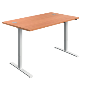 Jemini Economy Single Motor Sit Stand Desk 1400mm x 800mm x 705 1220mm Beech White 831695 F