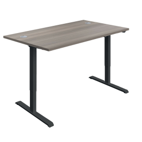 Jemini Economy Single Motor Sit Stand Desk 1400mm x 800mm x 705 1220mm Grey Oak Black 831698 F