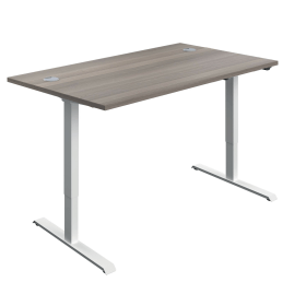 Jemini Economy Single Motor Sit Stand Desk 1400mm x 800mm x 705 1220mm Grey Oak White 831699 F