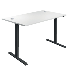 Jemini Economy Single Motor Sit Stand Desk 1400mm x 800mm x 705 1220mm White Black 831702 F