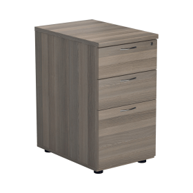 Jemini Essentials 3 Drawer Desk High Pedestal 404mm x 800mm x 730mm Grey Oak 808298 F