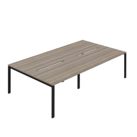 Jemini Four Person Back to Back Bench Desk 2400mm x 1600mm x 730mm Grey Oak Black KF800489 F