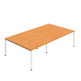 Jemini Four Person Back to Back Bench Desk 2800mm x 1600mm x 730mm Beech White KF800501 F