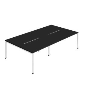 Jemini Four Person Back to Back Bench Desk 2800mm x 1600mm x 730mm Black White KF800505 F