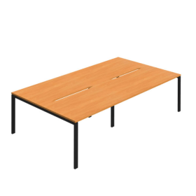 Jemini Four Person Back to Back Bench Desk 3200mm x 1600mm x 730mm Beech Black KF800515 F
