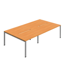 Jemini Four Person Back to Back Bench Desk 3200mm x 1600mm x 730mm Beech Silver KF800516 F