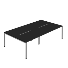Jemini Four Person Back to Back Bench Desk 3200mm x 1600mm x 730mm Black Silver KF800520 F
