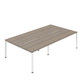 Jemini Four Person Back to Back Bench Desk 3200mm x 1600mm x 730mm Grey Oak White KF800525 F