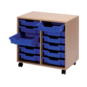 Jemini Mobile Storage Unit 12 Tray 710mm x 495mm x 650mm Beech 279737 F