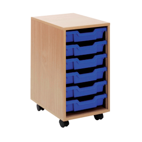 Jemini Mobile Storage Unit 6 Tray 370x495x650mm Beech KF72338 279738 F