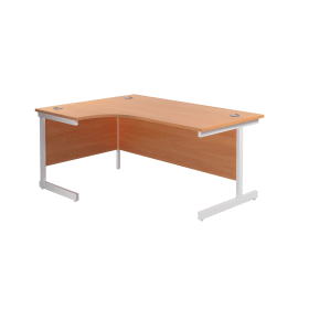 Jemini Radial Left Hand Cantilever Desk 1600mm x 1200mm x 730mm Beech White 577447 F