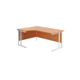 Jemini Radial Left Hand Cantilever Desk 1600mm x 1200mm x 730mm Beech White 577460 F