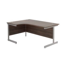 Jemini Radial Left Hand Cantilever Desk 1600mm x 1200mm x 730mm Dark Walnut Silver 574371 F