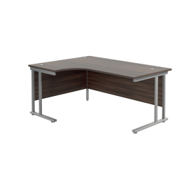 Jemini Radial Left Hand Cantilever Desk 1600mm x 1200mm x 730mm Dark Walnut Silver 574503 F