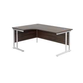 Jemini Radial Left Hand Cantilever Desk 1600mm x 1200mm x 730mm Dark Walnut White 577465 F