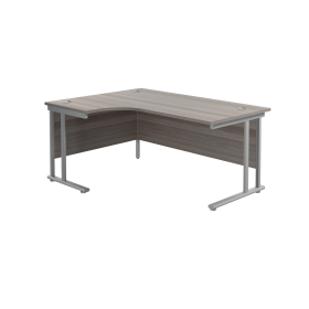Jemini Radial Left Hand Cantilever Desk 1600mm x 1200mm x 730mm Grey Oak Silver 574499 F