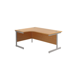 Jemini Radial Left Hand Cantilever Desk 1600mm x 1200mm x 730mm Nova Oak Silver 574368 F