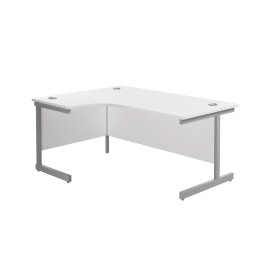 Jemini Radial Left Hand Cantilever Desk 1600mm x 1200mm x 730mm White Silver 574369 F