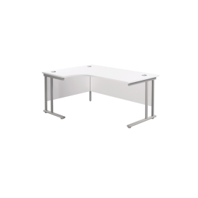 Jemini Radial Left Hand Cantilever Desk 1600mm x 1200mm x 730mm White Silver 574501 F