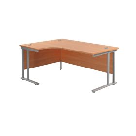 Jemini Radial Left Hand Cantilever Desk 1800mm x 1200mm x 730mm Beech Silver 574510 F