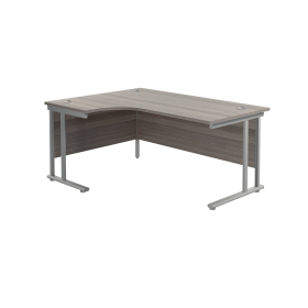 Jemini Radial Left Hand Cantilever Desk 1800mm x 1200mm x 730mm Grey Oak Silver 574511 F