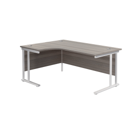 Jemini Radial Left Hand Cantilever Desk 1800mm x 1200mm x 730mm Grey Oak White 577562 F