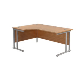 Jemini Radial Left Hand Cantilever Desk 1800mm x 1200mm x 730mm Nova Oak Silver 574512 F