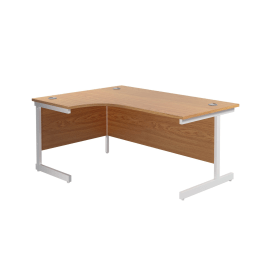 Jemini Radial Left Hand Cantilever Desk 1800mm x 1200mm x 730mm Nova Oak White 577551 F