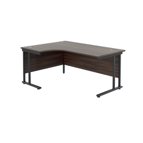 Jemini Radial Left Hand Double Upright Cantilever Desk 1600mm x 1200mm x 730mm Dark Walnut Black 764969 F