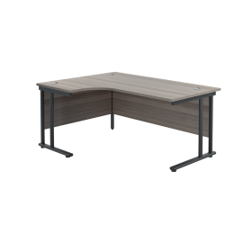 Jemini Radial Left Hand Double Upright Cantilever Desk 1800mm x 1200mm x 730mm Grey Oak Black 764982 F