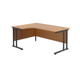 Jemini Radial Left Hand Double Upright Cantilever Desk 1800mm x 1200mm x 730mm Nova Oak Black 764984 F