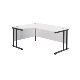 Jemini Radial Left Hand Double Upright Cantilever Desk 1800mm x 1200mm x 730mm White Black 764985 F