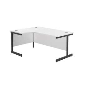 Jemini Radial Left Hand Single Upright Cantilever Desk 1600mm x 1200mm x 730mm White Black 764912 F