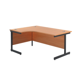 Jemini Radial Left Hand Single Upright Cantilever Desk 1800mm x 1200mm x 730mm Beech Black 764920 F