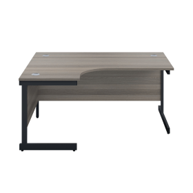 Jemini Radial Left Hand Single Upright Cantilever Desk 1800mm x 1200mm x 730mm Grey Oak Black 764923 F