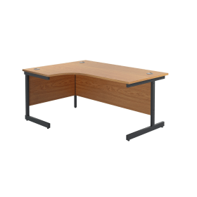 Jemini Radial Left Hand Single Upright Cantilever Desk 1800mm x 1200mm x 730mm Nova Oak Black 764925 F