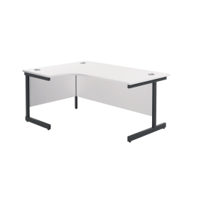 Jemini Radial Left Hand Single Upright Cantilever Desk 1800mm x 1200mm x 730mm White Black 764926 F