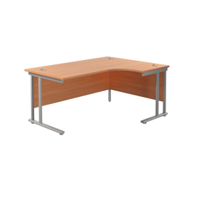 Jemini Radial Right Hand Cantilever Desk 1600mm x 1200mm x 730mm Beech Silver 574504 F