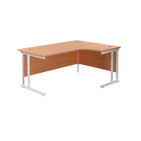 Jemini Radial Right Hand Cantilever Desk 1600mm x 1200mm x 730mm Beech White 577466 F