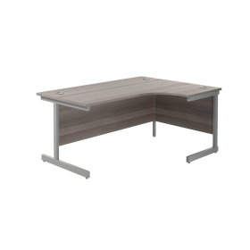 Jemini Radial Right Hand Cantilever Desk 1600mm x 1200mm x 730mm Grey Oak Silver 574373 F