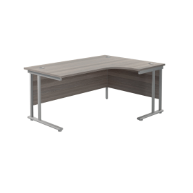 Jemini Radial Right Hand Cantilever Desk 1600mm x 1200mm x 730mm Grey Oak Silver 574505 F