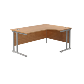 Jemini Radial Right Hand Cantilever Desk 1600mm x 1200mm x 730mm Nova Oak Silver 574506 F
