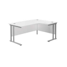 Jemini Radial Right Hand Cantilever Desk 1600mm x 1200mm x 730mm White Silver 574507 F