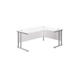 Jemini Radial Right Hand Cantilever Desk 1800mm x 1200mm x 730mm White Silver 574519 F
