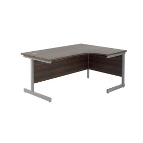 Jemini Radial Right Hand Desk 1600mm x 800 1200mm x 730mm Grey Oak Silver 600mm Desk High Pedestal 808325 F
