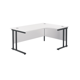 Jemini Radial Right Hand Double Upright Cantilever Desk 1600mm x 1200mm x 730mm White Black 764979 F