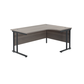 Jemini Radial Right Hand Double Upright Cantilever Desk 1800mm x 1200mm x 730mm Grey Oak Black 764839 F