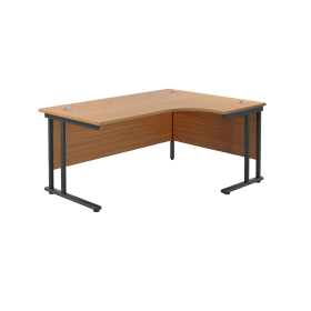 Jemini Radial Right Hand Double Upright Cantilever Desk 1800mm x 1200mm x 730mm Nova Oak Black 764841 F