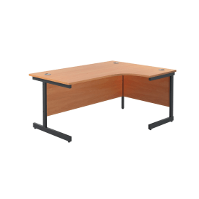 Jemini Radial Right Hand Single Upright Cantilever Desk 1600mm x 1200mm x 730mm Beech Black 764913 F